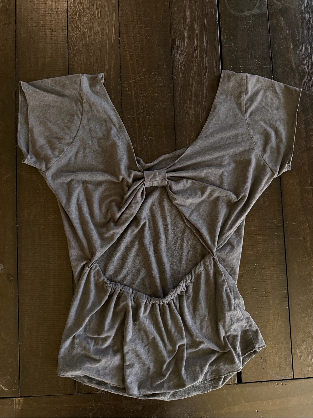 Knot-Back Cutout Top in Dusty Gray